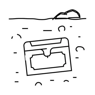 Buried treasure line icon vector illustration Stock Illustration