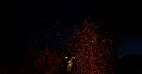 Burining Fire Ashes in the Air 動画素材 82227865