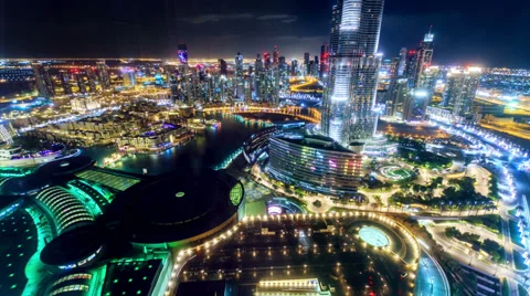 Burj District night timelapse 4K Stock Footage 34341456