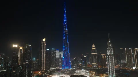 Burj Khalifa Emaar projection in Dubai UAE Stock Footage 344969520