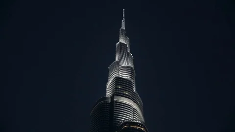 Burj Khalifa by night, Skyscraper, high-rise building, Superlative, VAE, 4K Stock Footage 83913596