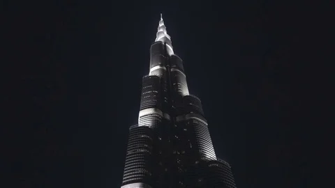 Burj Khalifa by night, Skyscraper, high-rise building, Superlative, VAE, 4K Video stock 83914422
