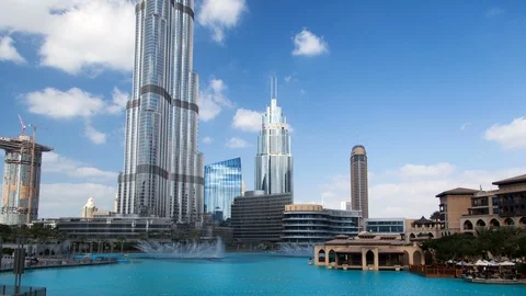 Burj Khalifa Park hyperlapse Stock Footage 124035844