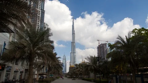 Burj Khalifa Park solar hyperlapse Stock Footage 124036069