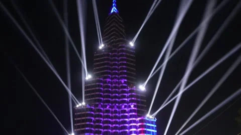 Burj Khalifa Replica Durga Puja Pandal Kolkata 스톡 동영상 328529612