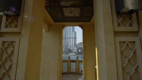 Burj Khalifa as seen from Souk Al Bahar bridge in Dubai Stock-Footage 86666083