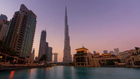 Burj Khalifa at Sunset Stock Footage 169137126