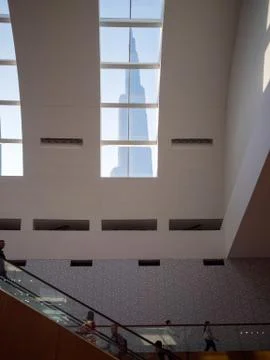 The Burj Khalifa view from a window Stock Photos