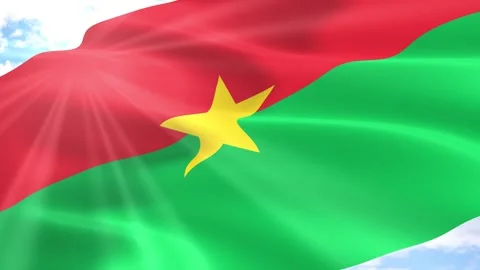 Burkina Faso Flag Seamless Loop 4k 60fps on Sky Background Stock Footage 341557014