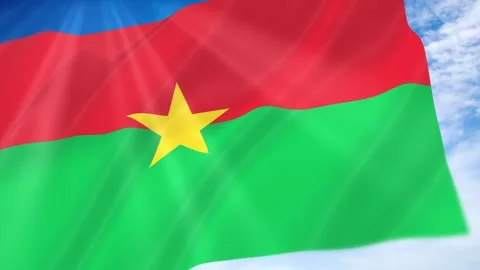 Burkina Faso Flag Seamless Loop 4k 60fps on Sky Background Stock Footage 341671471