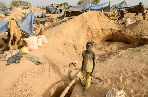 Burkina Faso, gold mining BURKINA FASO , Fada NÂ Gourma, village TINDANGOU.. Stock Photos
