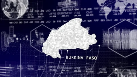 Burkina Faso Map Animation Loop | Growth, GDP, Oil Economy &amp; Development Stock Footage 331561877
