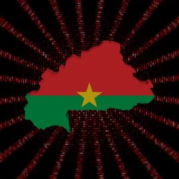 Burkina Faso map flag on red hex code burst illustration イラスト素材
