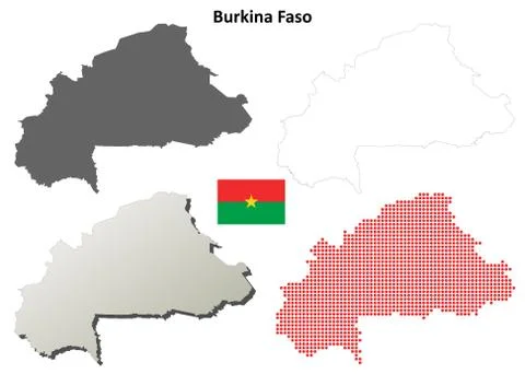 Burkina Faso outline map set Stock Illustration