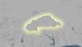 Burkina Faso outlined and glowed. Neighbourhood. Elevation 4k or 4k+ Resolution