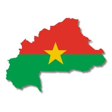 Burkina flag map on white background 3d illustration with clipping path Stock Illustration