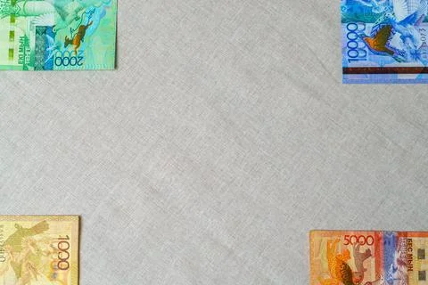 Burlap background with cash to insert text Stock Photos