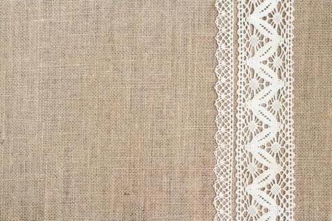 Burlap background with lac Stock Photos