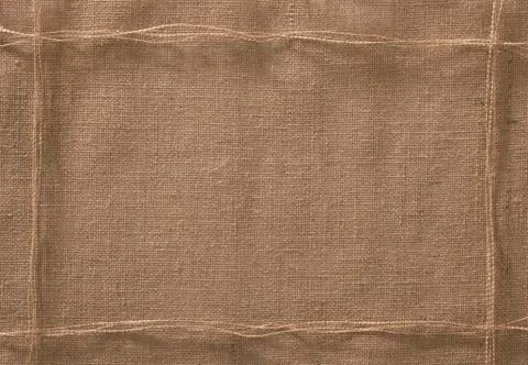 Burlap Fabric Frame Background, Sack Cloth Rope Lint Thread Stock Photos