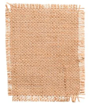 Burlap Fabric Patch Piece, Jute Sack Cloth Texture, Textile White Isolated Stock Photos