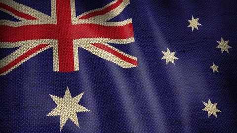 Burlap Flag of Australia. Stock Footage 72163912