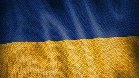 Burlap Flag of Ukraine. Stock Footage 71846514