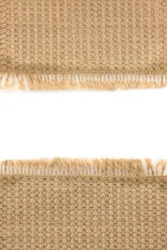 Burlap hessian sacking on white Stock Photos