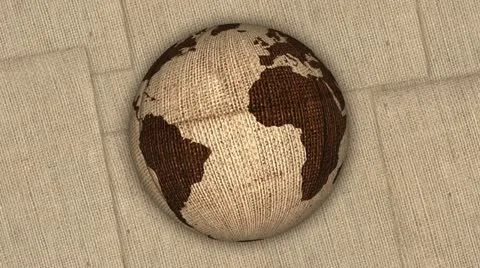 Burlap Rotating Earth Stockbeeldmateriaal 20505585