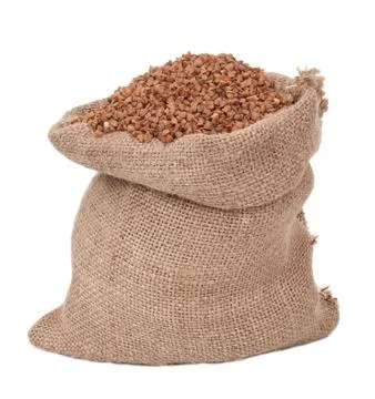 Burlap sack with buckwheat Stock Photos