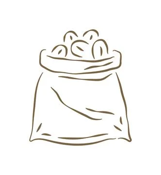 A Burlap Sack Full Of Freshly Roasted Coffee Beans Vector Illustration イラスト素材