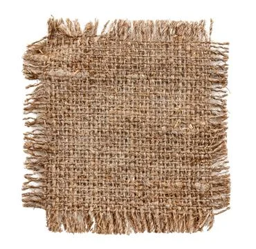 Burlap texture. A piece of torn burlap on a white background. Canvas. Packi.. Stock Photos