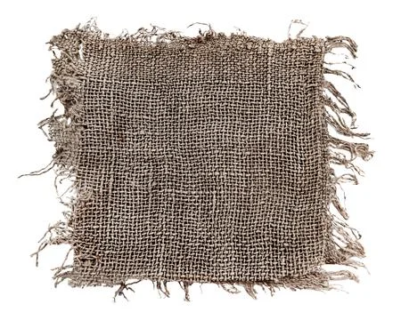 Burlap texture. A piece of torn burlap on a white background. Canvas. Packi.. Stock Photos