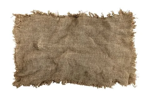 Burlap texture. A piece of torn burlap on a white background. Canvas. Packi.. Foto stock