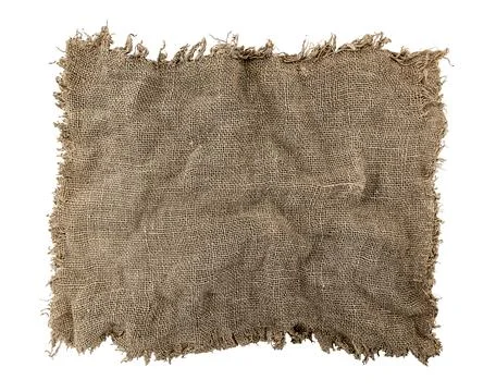 Burlap texture. A piece of torn burlap on a white background. Canvas. Packi.. Stock-Fotos