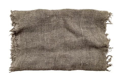 Burlap texture. A piece of torn burlap on a white background. Canvas. Packi.. Foto stock