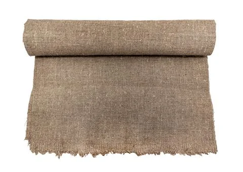 Burlap texture. A piece of torn burlap on a white background. Canvas. Packi.. Stock Photos