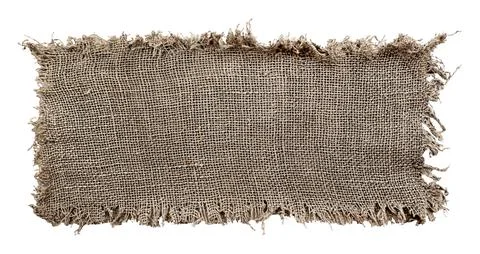 Burlap texture. A piece of torn burlap on a white background. Canvas. Packi.. Stock Photos