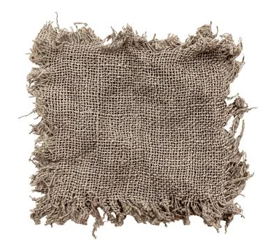 Burlap texture. A piece of torn burlap on a white background. Canvas. Packi.. Stock Photos