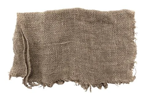 Burlap texture. A piece of torn burlap on a white background. Canvas. Packi.. Foto stock