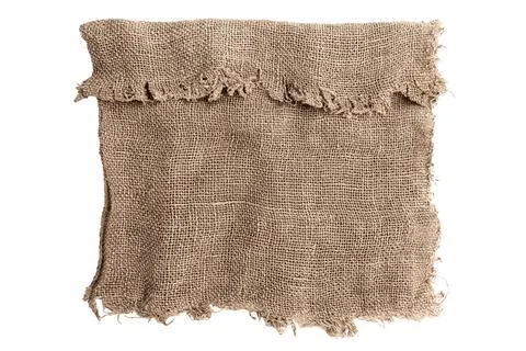 Burlap texture. A piece of torn burlap on a white background. Canvas. Packi.. Stock-Fotos