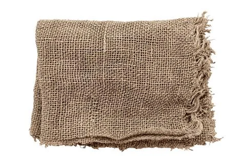 Burlap texture. A piece of torn burlap on a white background. Canvas. Packi.. Foto stock