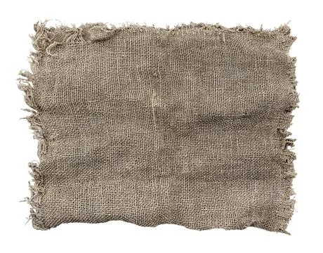 Burlap texture. A piece of torn burlap on a white background. Canvas. Packi.. Stock Photos