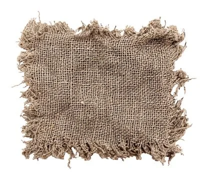 Burlap texture. A piece of torn burlap on a white background. Canvas. Packi.. Stock Photos