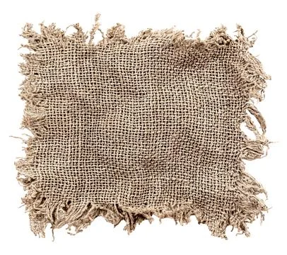 Burlap texture. A piece of torn burlap on a white background. Canvas. Packi.. Stockfoto's