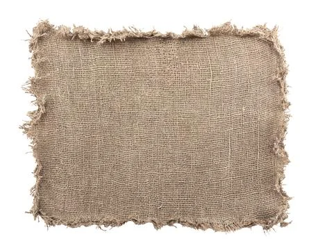Burlap texture. A piece of torn burlap on a white background. Canvas. Packi.. Stockfoto's