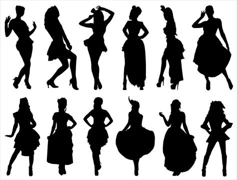 BURLESQUE SILHOUETTE VECTOR ART Stock Illustration
