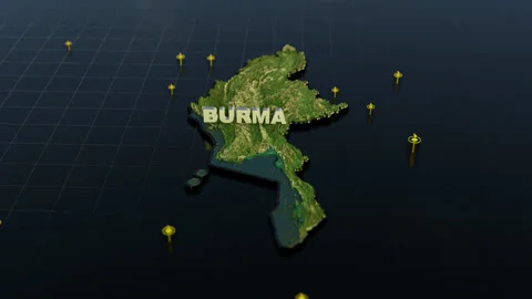 Burma 3D Map With Animation Stock Footage 310045965