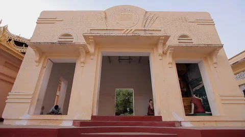Burma Buddhist temple, man praying Stock Footage 102640122