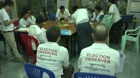 Burma Election Observers Stock Footage 57103925