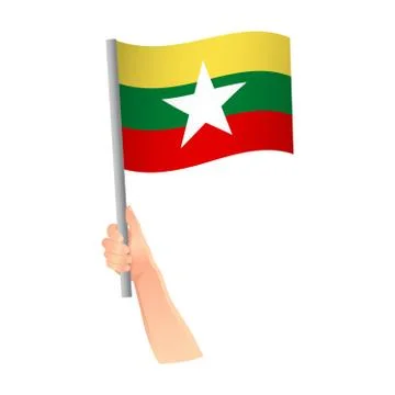 Burma flag in hand icon Stock Illustration